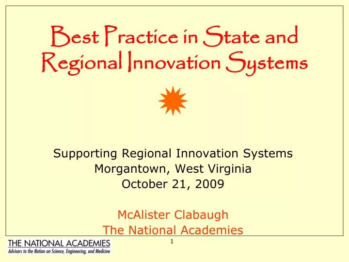 best practice in state and regional innovation systems