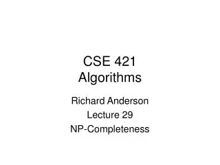 CSE 421 Algorithms