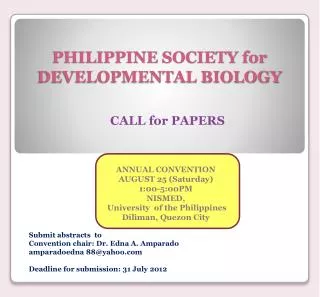 PHILIPPINE SOCIETY for DEVELOPMENTAL BIOLOGY