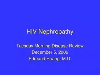HIV Nephropathy