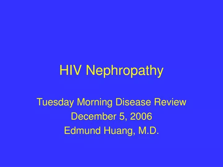 hiv nephropathy
