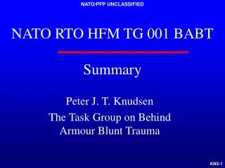 NATO RTO HFM TG 001 BABT Summary