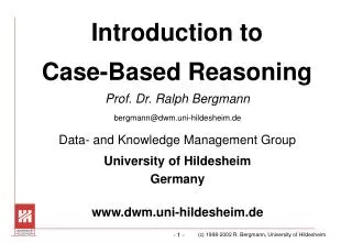 Introduction to Case-Based Reasoning