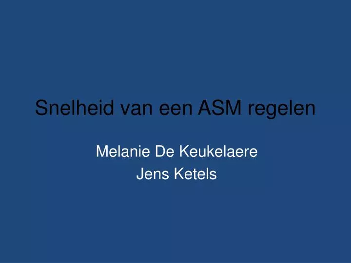 snelheid van een asm regelen