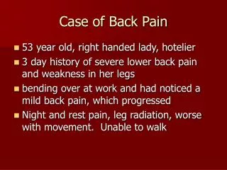 Case of Back Pain