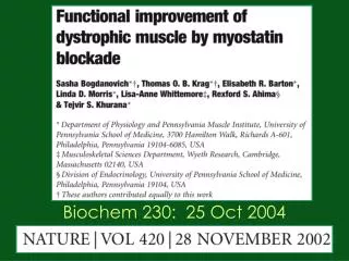 Biochem 230: 25 Oct 2004