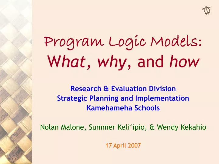 program logic models w hat why and how