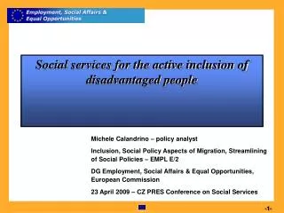 Social services for the active inclusion of disadvantaged people