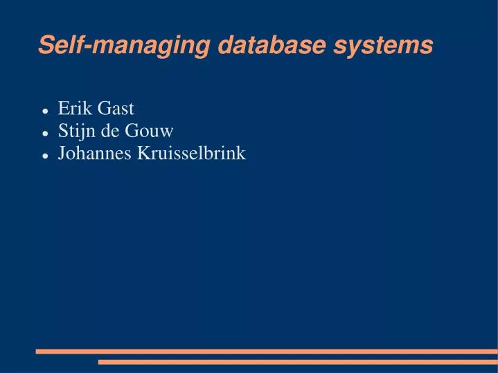 self managing database systems