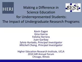 Making a Difference in Science Education for Underrepresented Students: The Impact of Undergraduate Research Programs