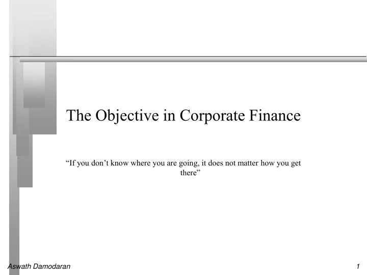 the objective in corporate finance