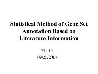 Statistical Method of Gene Set Annotation Based on Literature Information