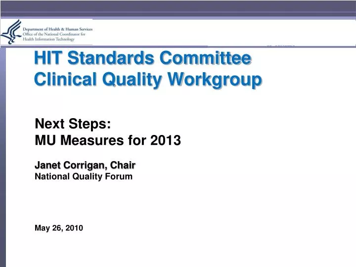 hit standards committee clinical quality workgroup