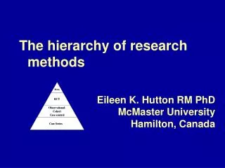 The hierarchy of research methods Eileen K. Hutton RM PhD McMaster University Hamilton, Canada