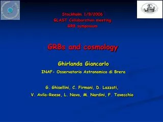 GRBs and cosmology
