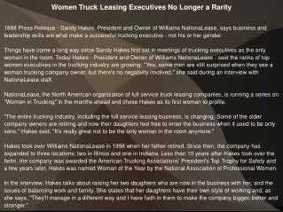 Women Truck Leasing Executives No Longer a Rarity