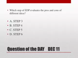 Question of the DAY DEC 11