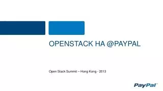 Openstack HA @ paypal