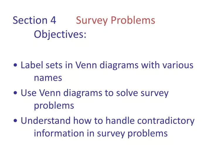 section 4 survey problems objectives