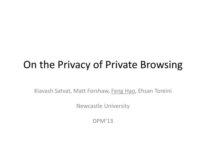 on the privacy of private browsing