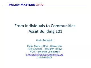 From Individuals to Communities: Asset Building 101