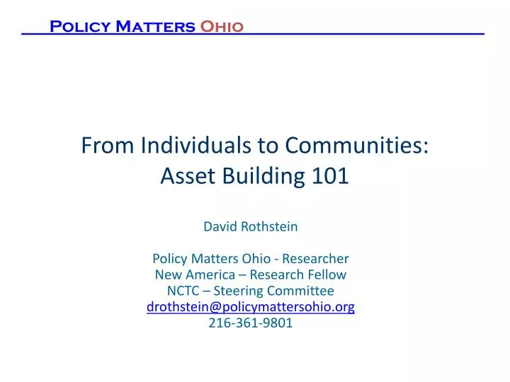 from individuals to communities asset building 101
