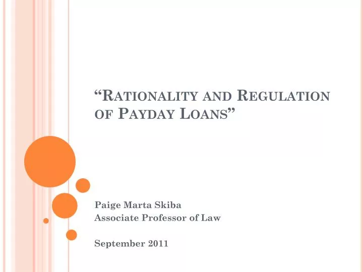 rationality and regulation of payday loans