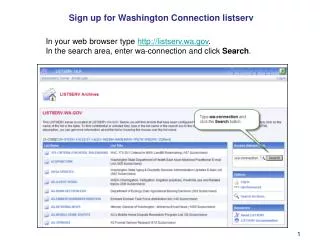 Sign up for Washington Connection listserv