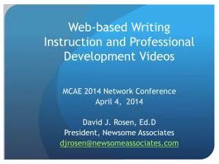 Web - based Writing Instruction and Professional Development Videos