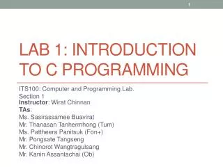 Lab 1: Introduction to C Programming