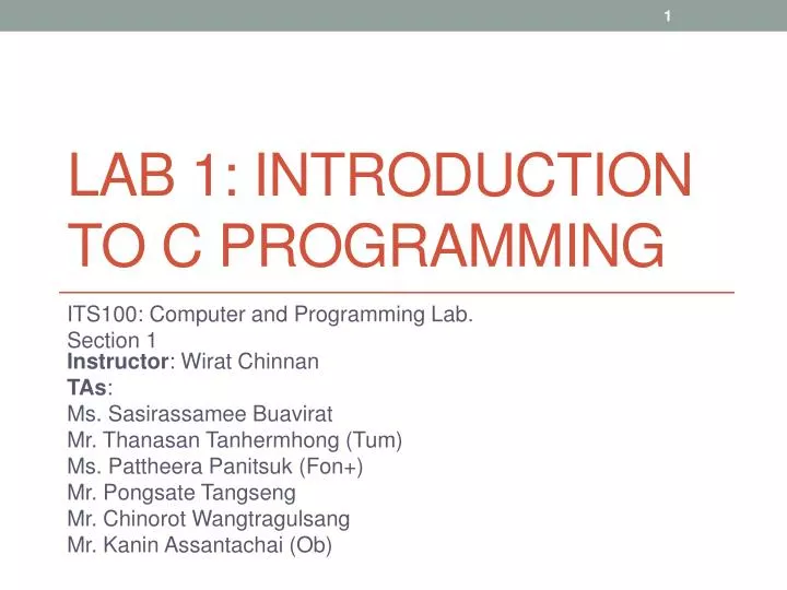 lab 1 introduction to c programming