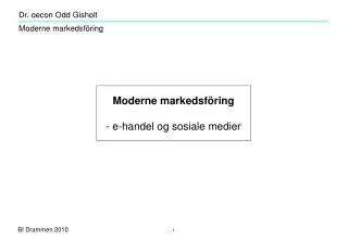 Moderne markedsföring - e-handel og sosiale medier
