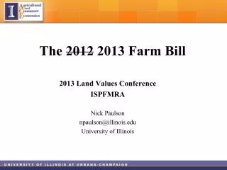 The 2012 2013 Farm Bill