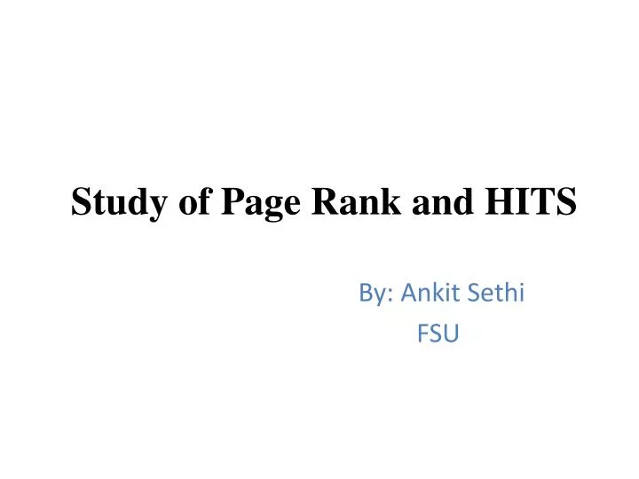 study of page rank and hits