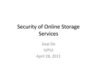 Security of Online Storage Services