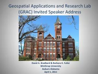 Geospatial Applications and Research Lab (GRAC) Invited Speaker Address