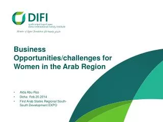 Business Opportunities/challenges for Women in the Arab Region