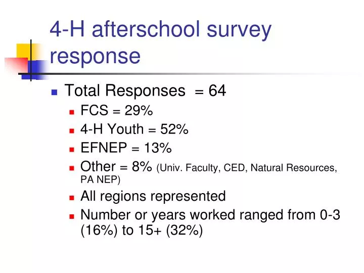4 h afterschool survey response