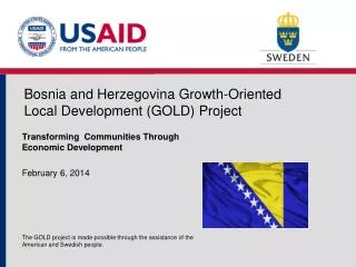 Bosnia and Herzegovina Growth-Oriented Local Development (GOLD) Project