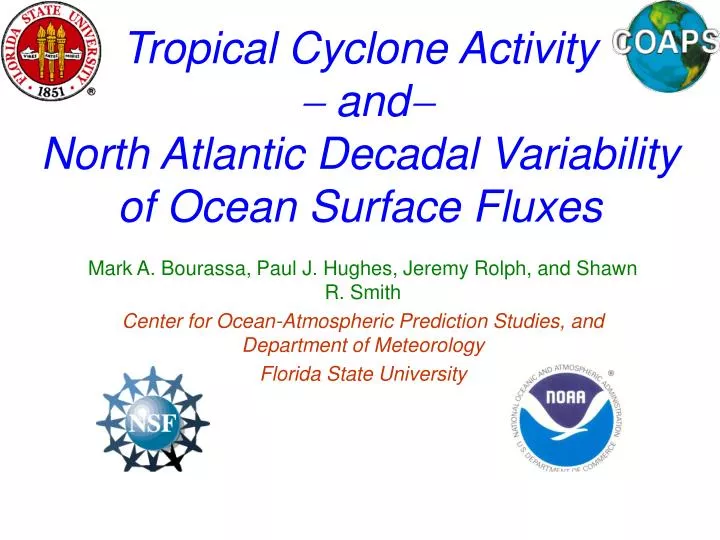 tropical cyclone activity and north atlantic decadal variability of ocean surface fluxes