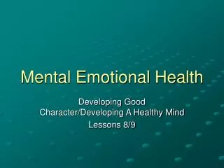 Mental Emotional Health