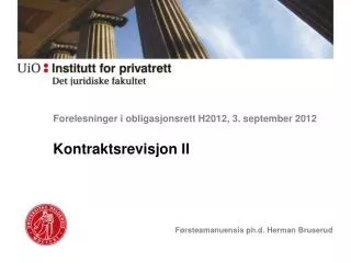 Forelesninger i obligasjonsrett H2012, 3. september 2012