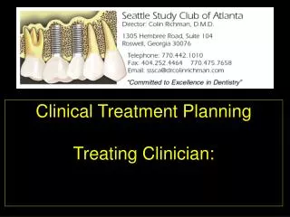 Clinical Treatment Planning Treating Clinician: