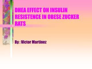 DHEA EFFECT ON INSULIN RESISTENCE IN OBESE ZUCKER RATS