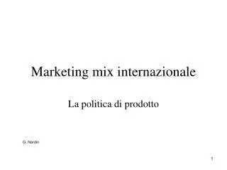 marketing mix internazionale