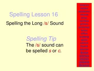 Spelling Lesson 16