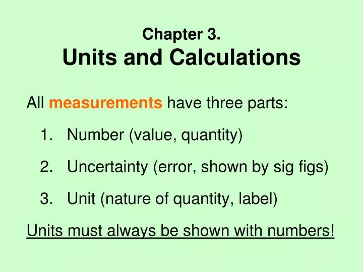 chapter 3 units and calculations