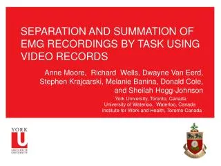 SEPARATION AND SUMMATION OF EMG RECORDINGS BY TASK USING VIDEO RECORDS