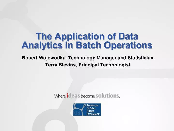 the application of data analytics in batch operations