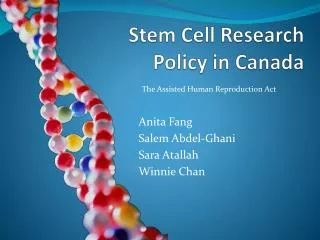 Stem Cell Research Policy in Canada